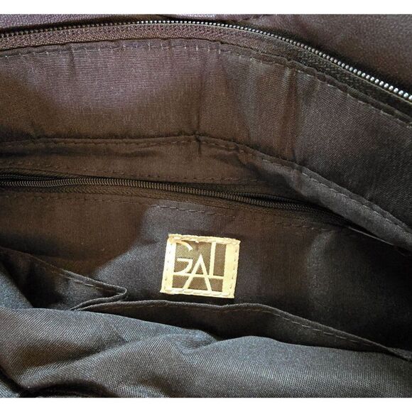 Fringe Leather Tote Bag With Beaded Handles Brown & Black Accents GAL Y2K - Picture 7 of 9